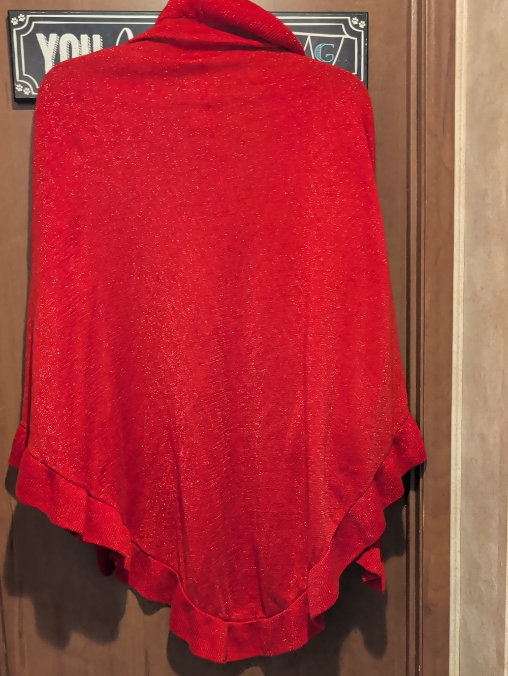 Sparkling Red Ruffle Poncho Shrug - Unbranded - Picture 4 of 6